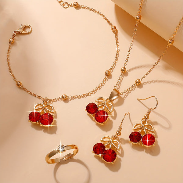Cherry Pendant Jewelry Set – Necklace & Earrings