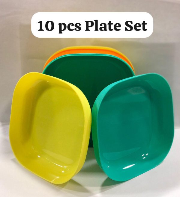 10pcs Multi-function Spit Bone Plate Set Household Food Grade Plastic Elliptical Plate Set