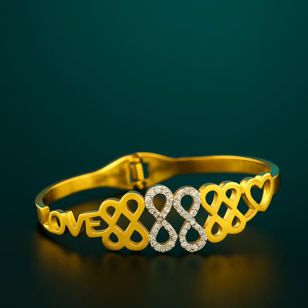 Crystal Infinity Love Heart Bangle Bracelet