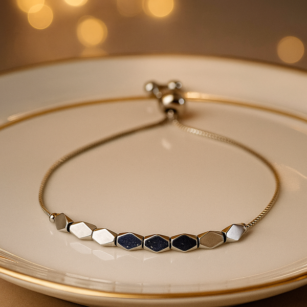 Adjustable Hexagon Charm Bracelet