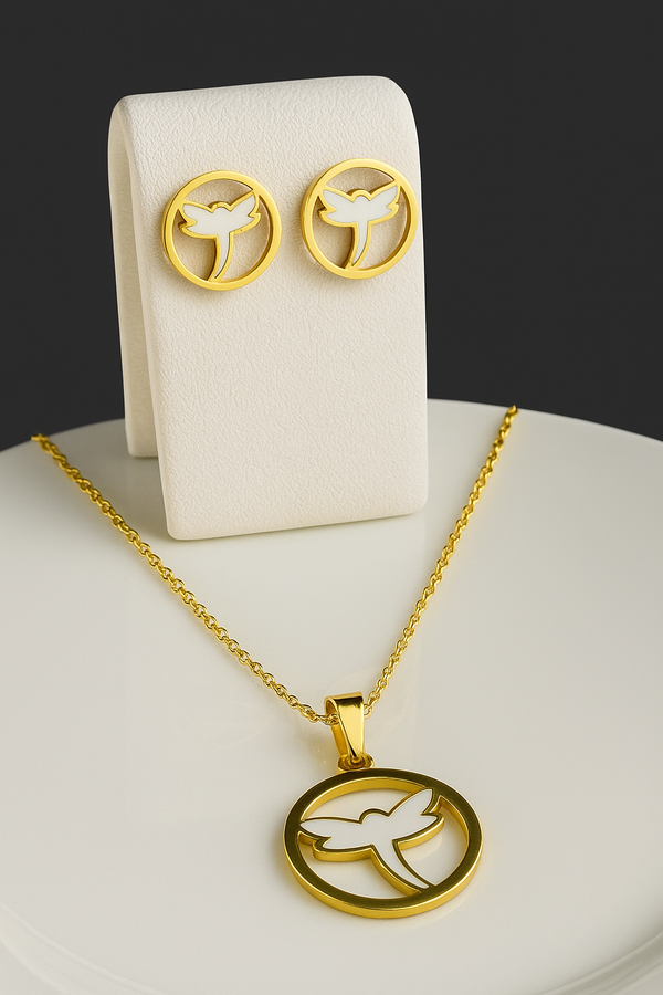 Elegant Dragonfly Set in Silver and Gold Finish