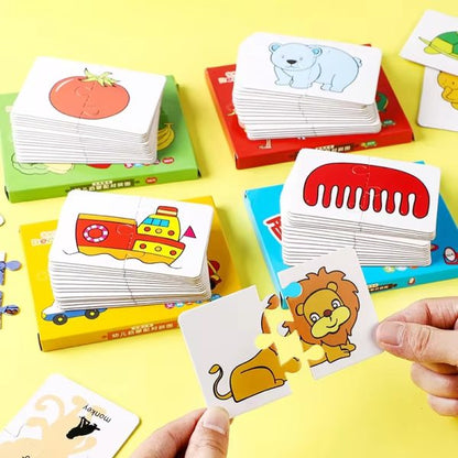 32 Pcs – Montessori Toddler Card Matching Education Puzzle Toy Cartoon Jigsaw (random Shape Puzzle)