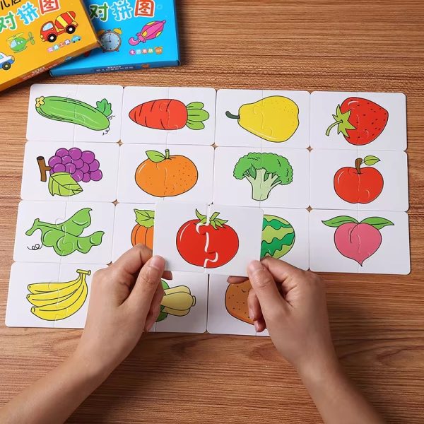 32 Pcs – Montessori Toddler Card Matching Education Puzzle Toy Cartoon Jigsaw (random Shape Puzzle)