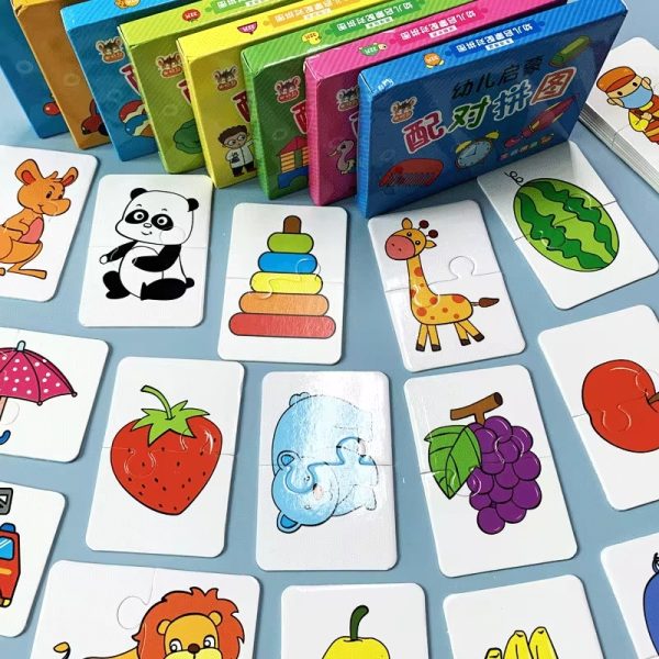 32 Pcs – Montessori Toddler Card Matching Education Puzzle Toy Cartoon Jigsaw (random Shape Puzzle)