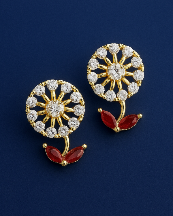 ✨ Flower Studs in Circle Shape with Multicolor Zircon Stones ✨