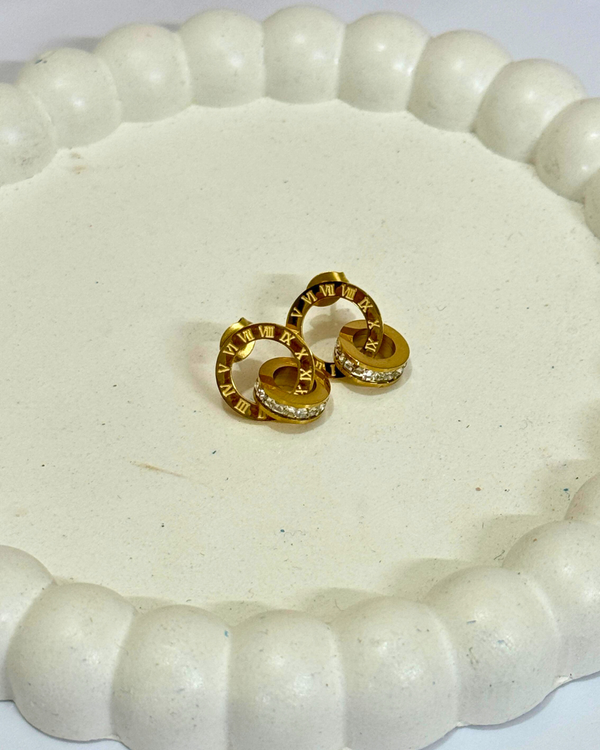 ✨ Stainless Steel Gold Studs in Dial Shape ✨