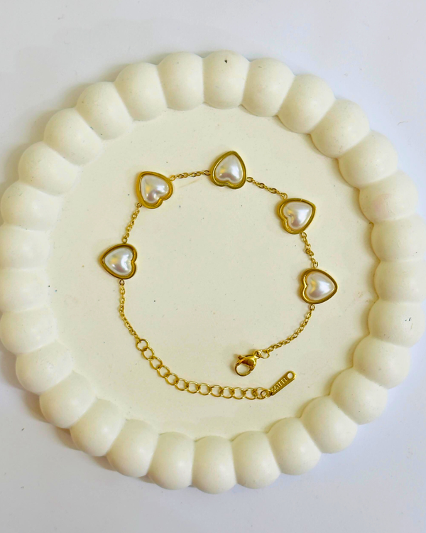 Pearl heart chain bracelet