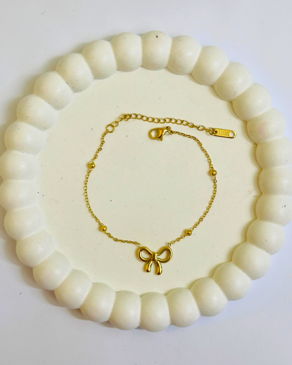 Stainless Steel Gold Bow Chain Bracelet