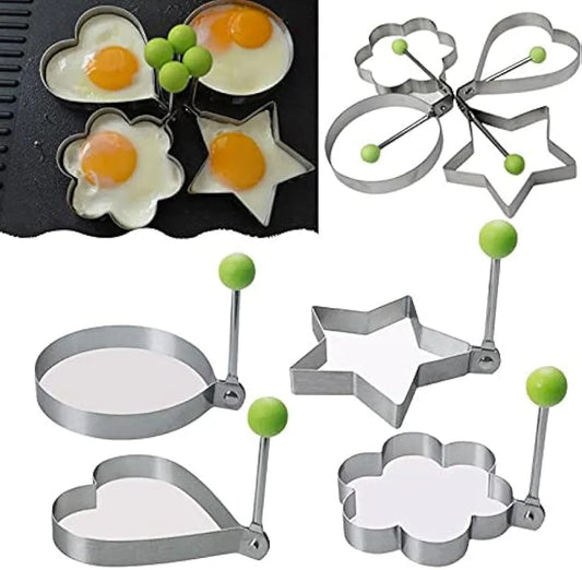 Pack Of 4 Egg Shaper Kitchen Tools Star, Heart, Round, Flower Shaped Stainless Steel