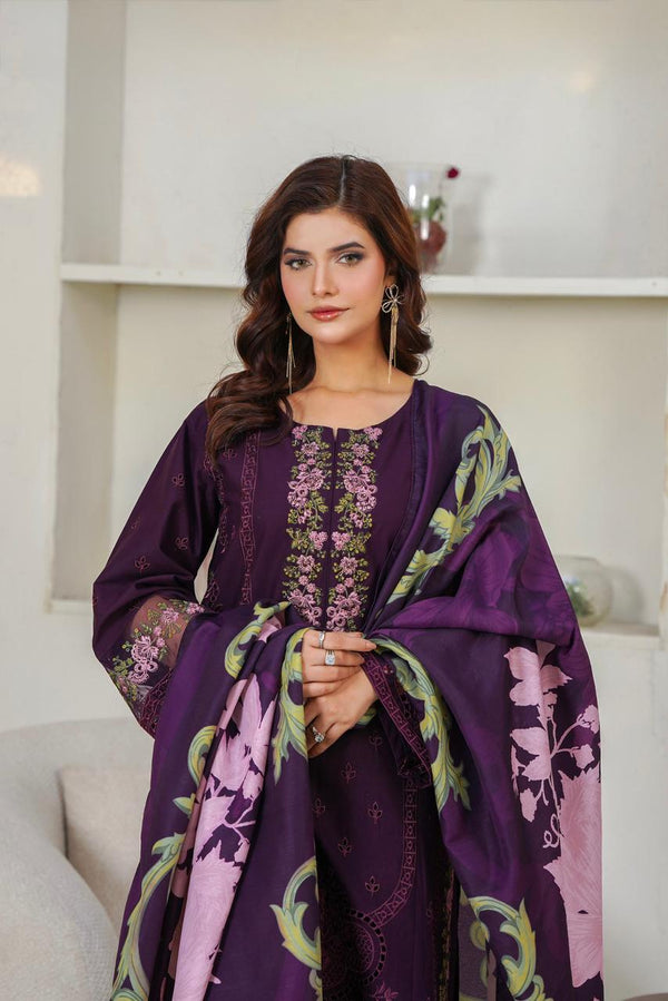 Women’s 3-Piece Cambric Embroidered Cotton Suit – Stitched Collection