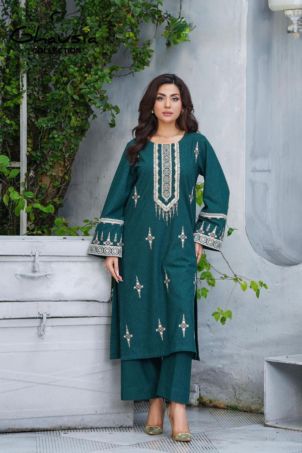 Embroidered 2-Piece Wool Suit for Women – Winter Collection