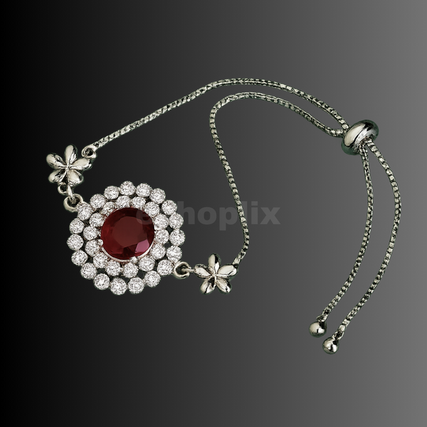 Chain Bracelet with Red Stone