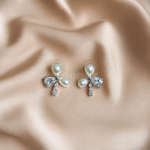 Elegant Pearl & Cubic Zirconia Drop Earrings