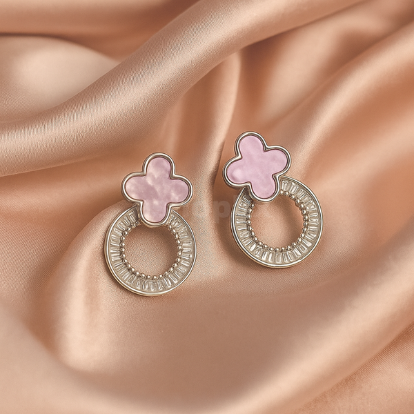 Clover Zircon Earrings – Pink | Green | Red