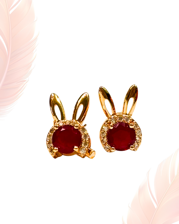 🐰 Twinkle Bunny Gold Studs – Multicolor Edition