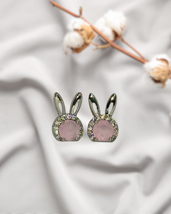 🐰 Twinkle Bunny Silver Studs – Multicolor Edition