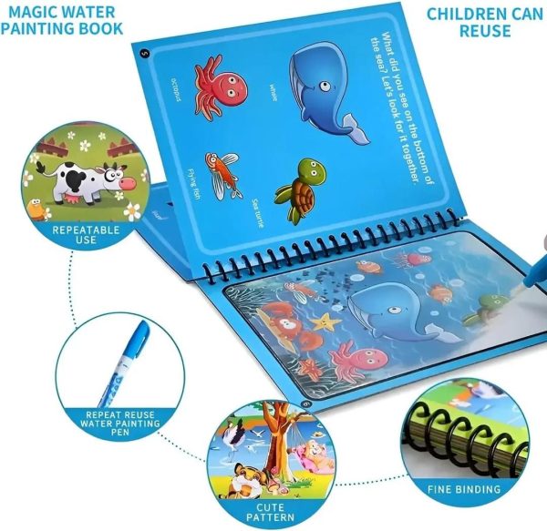 Magic Water Book Painting Drawing Coloring Board Book Magic Water Pen ( Random Book )