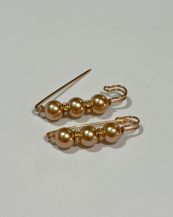 Metallic Bead Brooch Pins – Elegant Pair for Dresses &amp; Hijabs