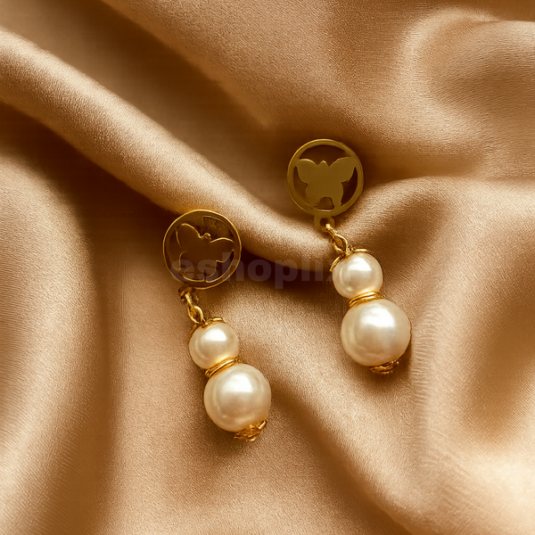 Gold & Pearl Drop Earrings